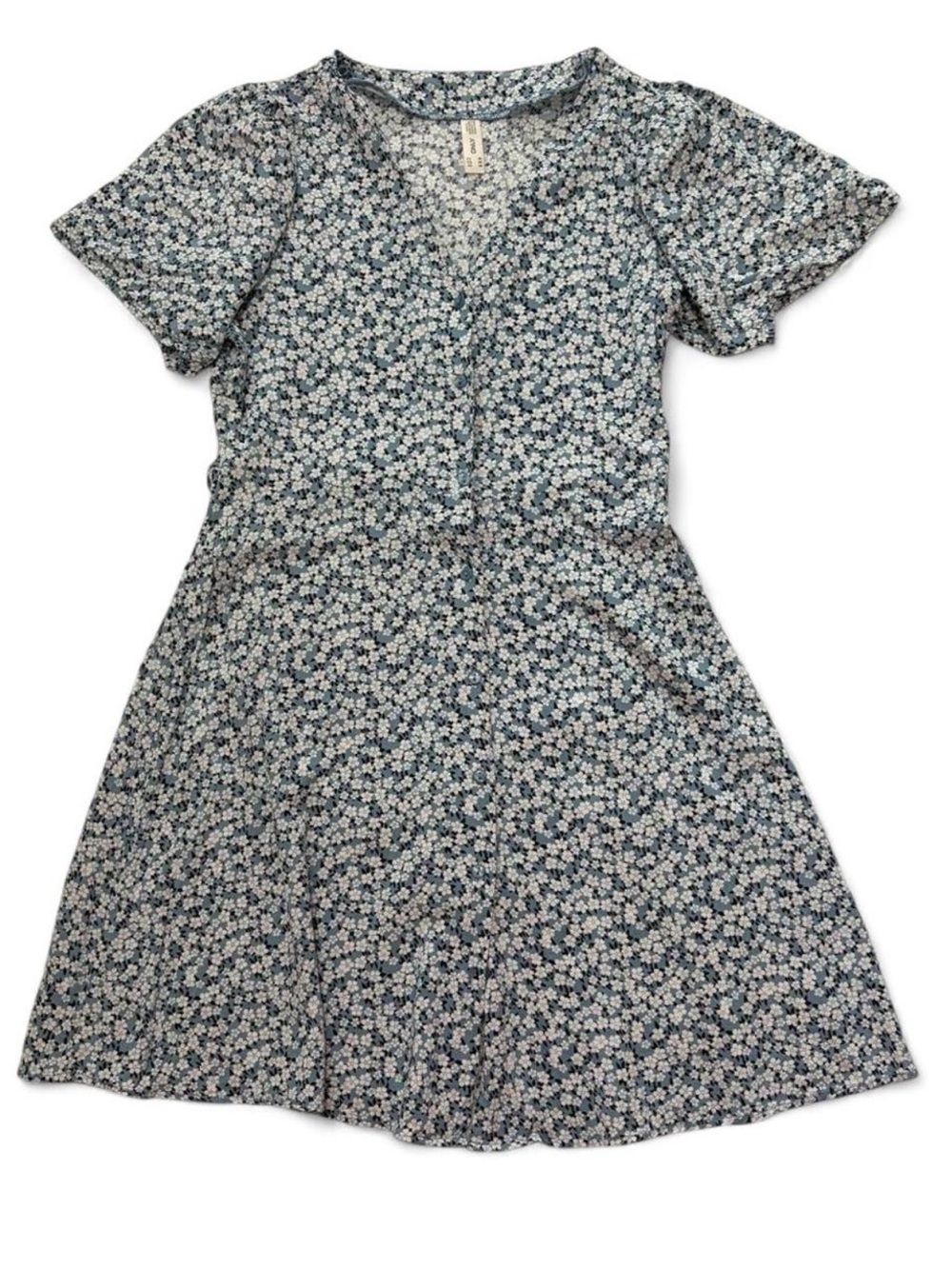 Only Blue & White Floral Short-Sleeve A-Line Dress